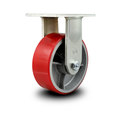 Service Caster 8 Inch Extra Heavy Duty Red Poly on Cast Iron Wheel Rigid Top Plate Caster SCC-KP92R830-PUR-RS